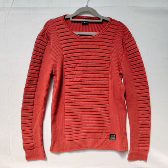 CE & CE Fashion Red Cotton Blend Sweater Ribbed Crew Neck Pull Over Size M - Picture 2 of 10